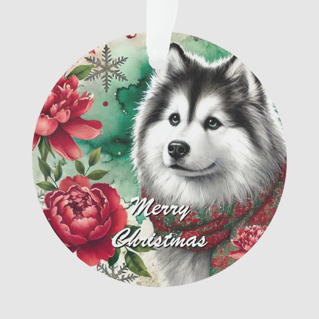 Husky Christmas Dreams Weihnachtsdekoration Ornament (Vorderseite)