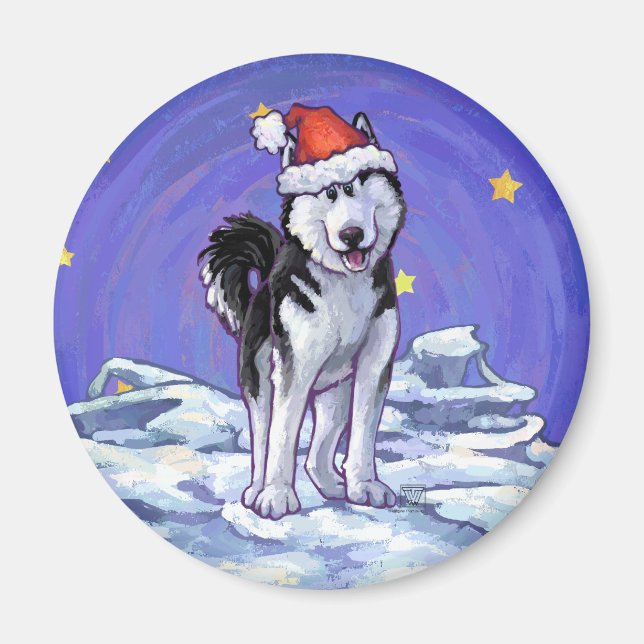 Husky Christmas Magnet (Vorne)