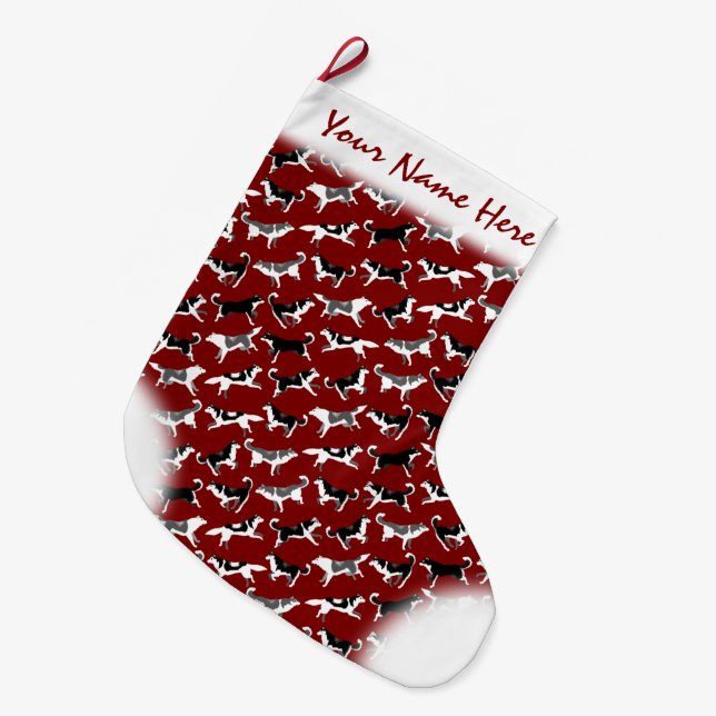 Husky Christmas Strumpf Personalisiert Dog Strumpf Großer Weihnachtsstrumpf (Vorderansicht (hängend))