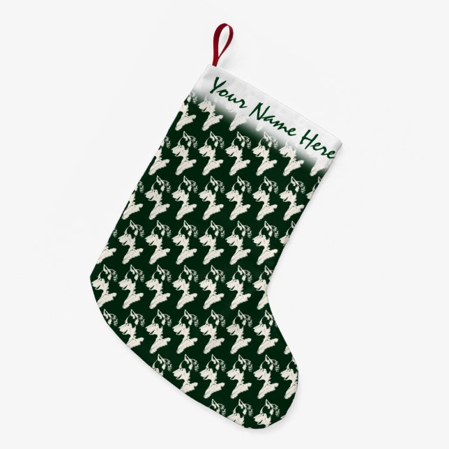 Husky Christmas Strumpf Personalisiert Pup Strumpf Kleiner Weihnachtsstrumpf (Vorderansicht (hängend))