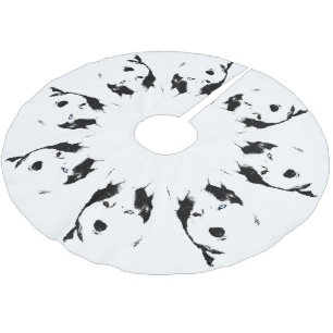 Husky Christmas Tree Skirt Sled Dog Tree Skirts Polyester Weihnachtsbaumdecke