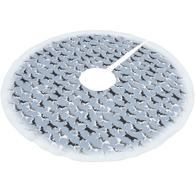 Husky Christmas Tree Skirt Sled Dog Tree Skirts Polyester Weihnachtsbaumdecke (Schrägansicht)
