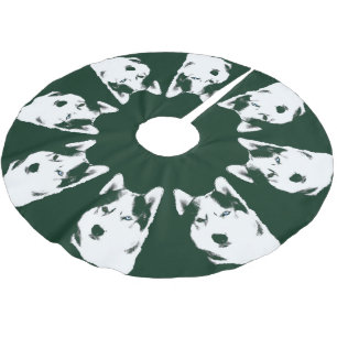 Husky Christmas Tree Skirt Sled Dog Tree Skirts Polyester Weihnachtsbaumdecke