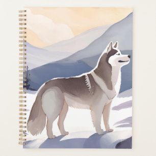 Husky d'Alaska   Aquarelle de montagne de chien