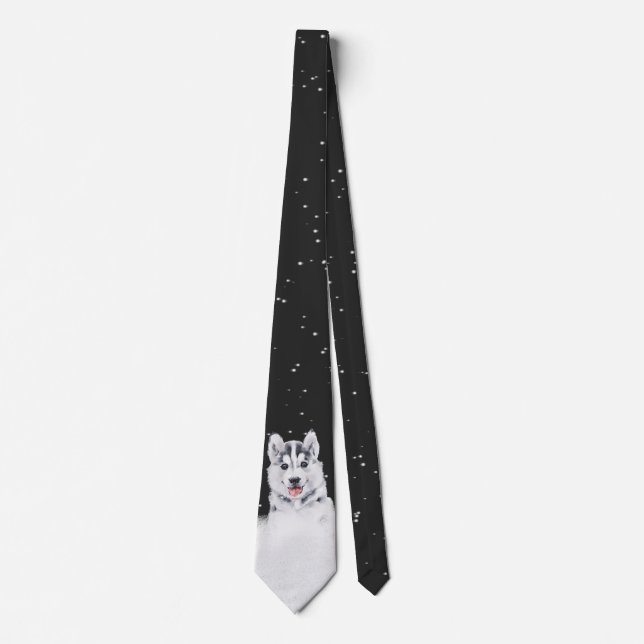Husky dans Snowflakes Cravate (Devant)