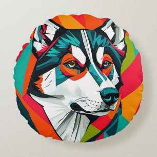 🐺 Husky-Deko für das gemütliche Zuhause eines Hun Rundes Kissen