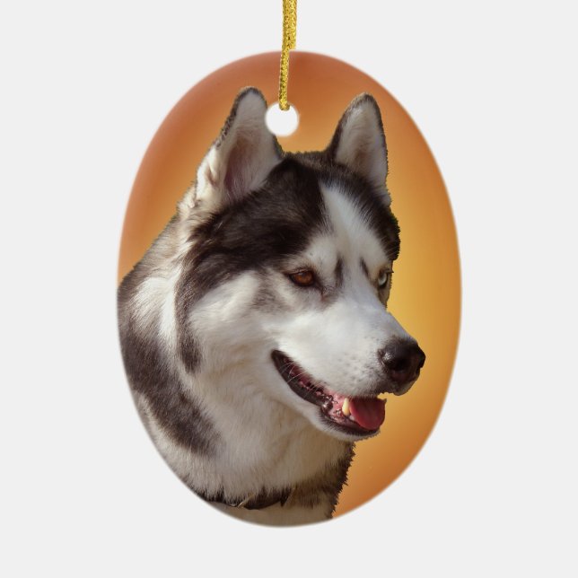 Husky-Dekoration Personalisierter Schlittenhunde Keramikornament (Vorne)