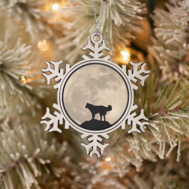 Husky-Dekoration Personalisierter Schlittenhunde Schneeflocken Zinn-Ornament (Baum)