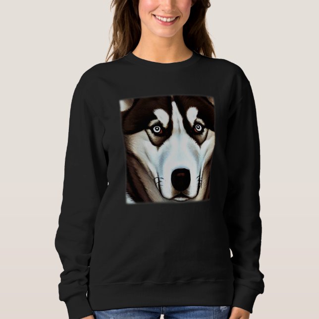 Husky design dog imprint artwork face with Siberia Sweatshirt (Vorderseite)