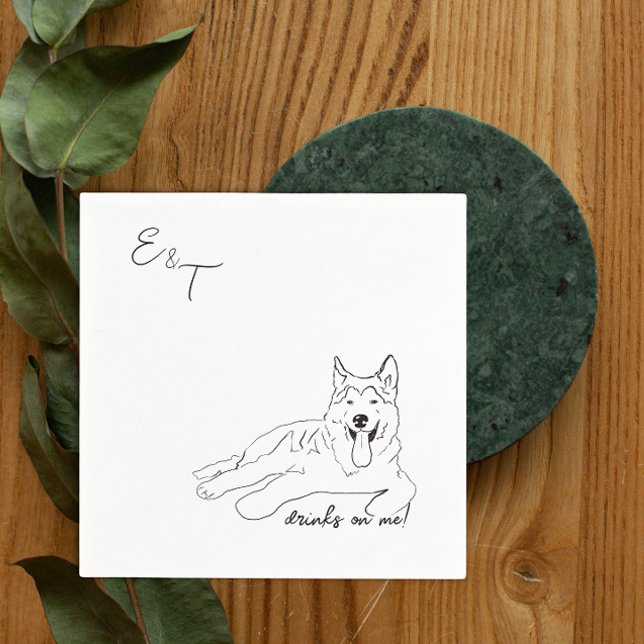 Husky Dog Cocktail Hochzeitsnapkins Serviette (Von Creator hochgeladen)