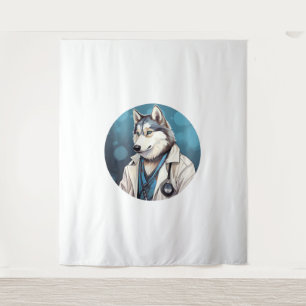 Husky Dog Doctor Wandteppich