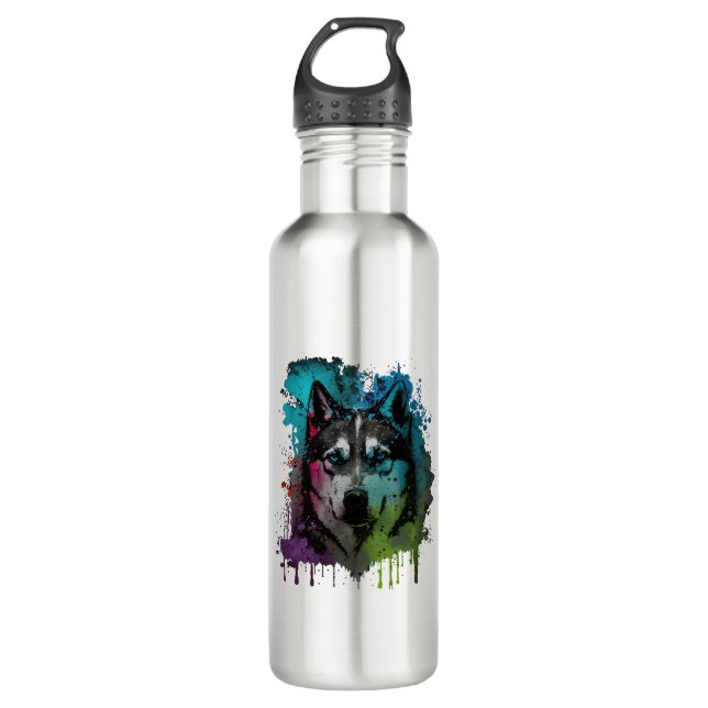 Husky Dog Edelstahlflasche (Vorderseite)