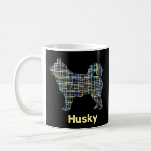 Husky Dog Gelb & Blau Gitter Linien Kaffeetasse