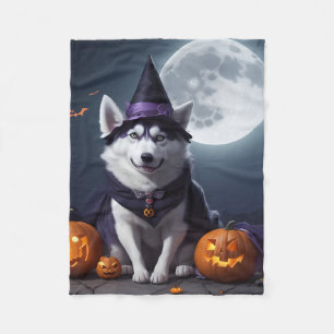 Husky Dog Halloween Adventure Moonlit Magic Spooky Fleecedecke