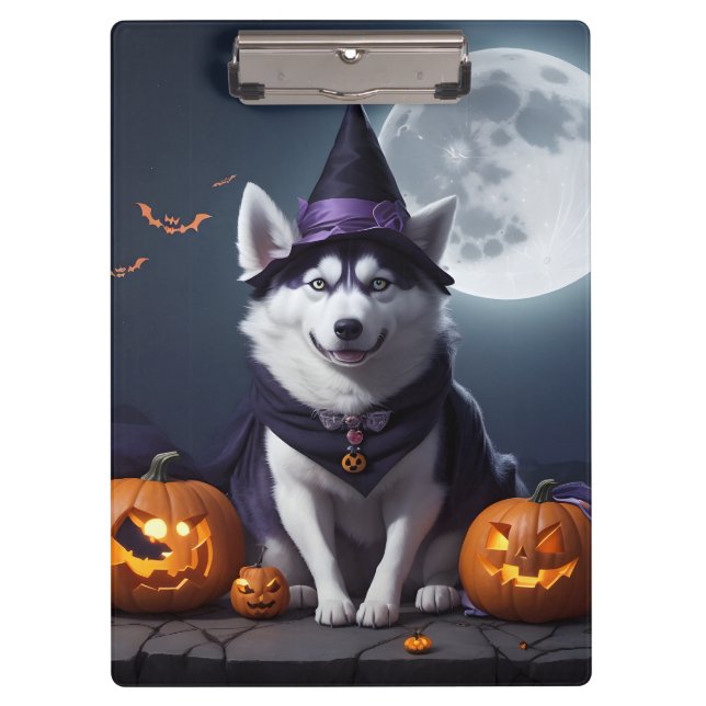 Husky Dog Halloween Adventure Moonlit Magic Spooky Klemmbrett (Vorderseite)
