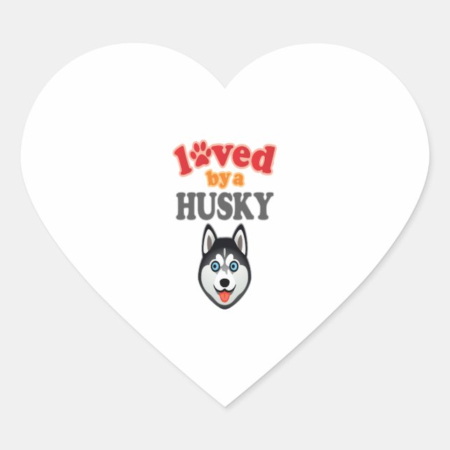 Husky Dog Lover Herz-Aufkleber (Vorderseite)