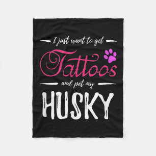 Husky Dog Lover Tattoo Funny Dog Mama Geschenk Ide Fleecedecke