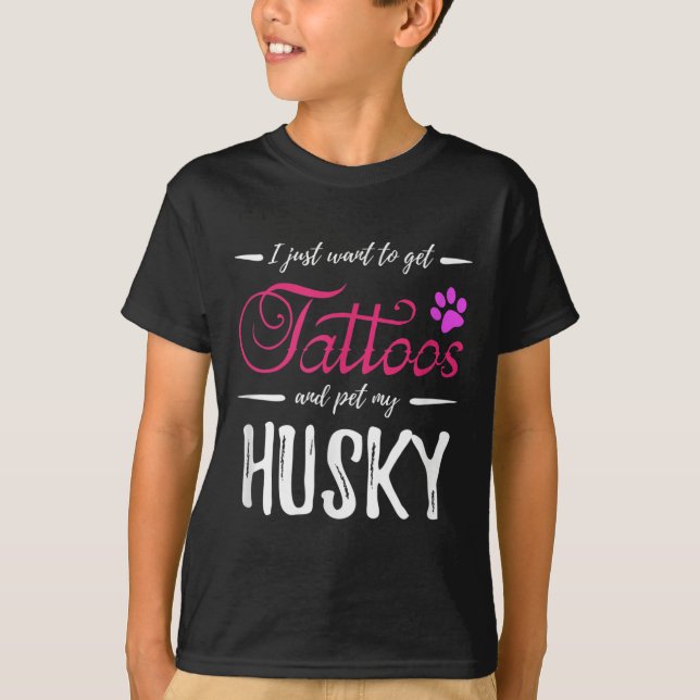 Husky Dog Lover Tattoo Funny Dog Mama Geschenk Ide T-Shirt (Vorderseite)