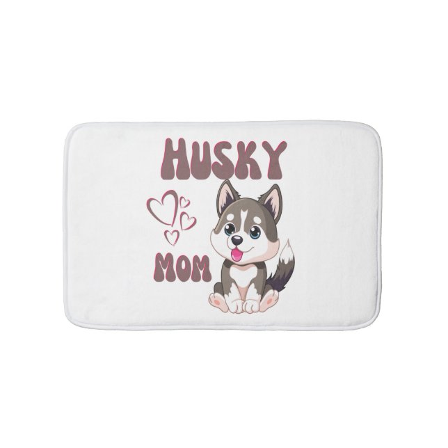 Husky Dog Mama Kawaii Welppy Niedlich Funny Design Badematte (Vorderseite)