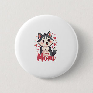 Husky Dog Mama Niedlich Kawaii Design Button