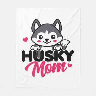Husky Dog Mama Niedlich Kawaii Design Fleecedecke