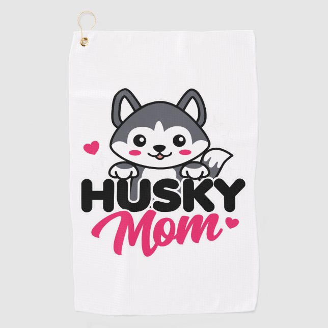 Husky Dog Mama Niedlich Kawaii Design Golfhandtuch (Vorderseite)