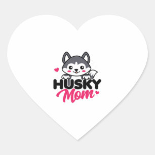 Husky Dog Mama Niedlich Kawaii Design Herz-Aufkleber