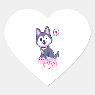 Husky Dog Mama Niedlich Kawaii Welppy Herz-Aufkleber