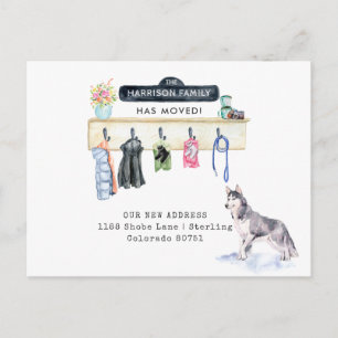 Husky Dog Mudroom Mouncement Postcard Ankündigungspostkarte