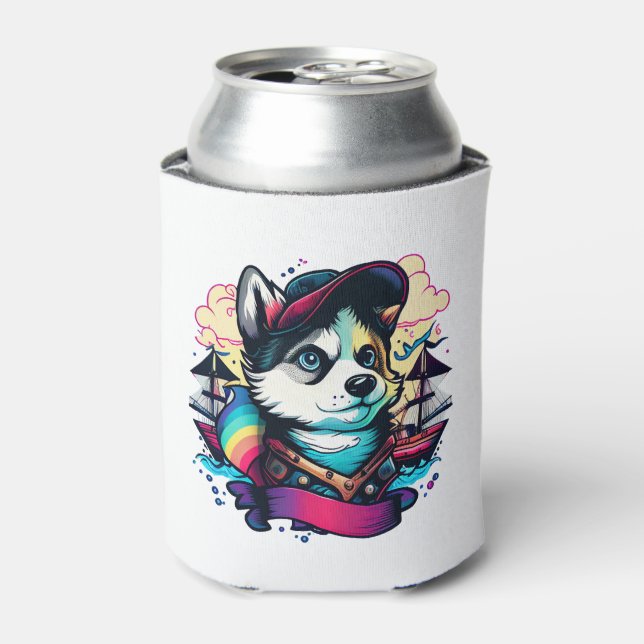 Husky Dog Pirate Dosenkühler (Kanne Vorderseite)