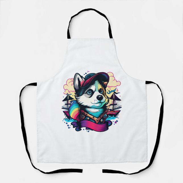 Husky Dog Pirate Schürze (Vorderseite)