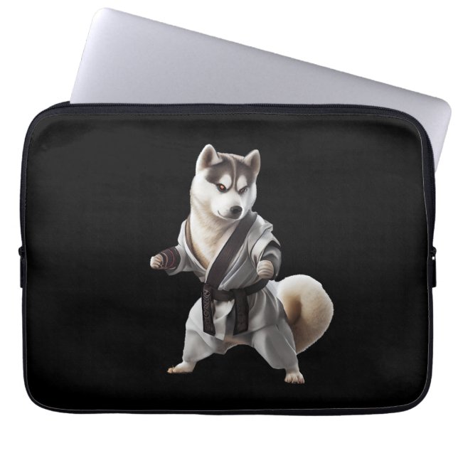 Husky Dog Play Karate, Karate Champion Husky Dog Laptopschutzhülle (Vorderseite)