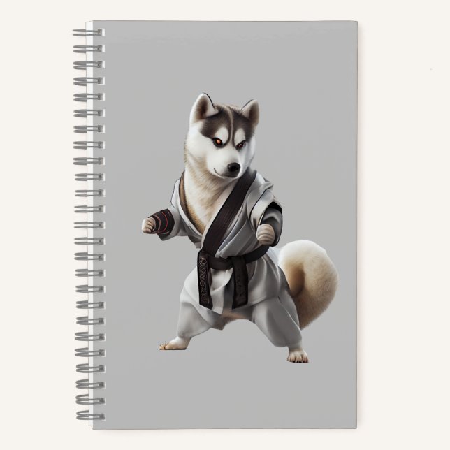 Husky Dog Play Karate, Karate Champion Husky Dog Notizbuch (Vorderseite)