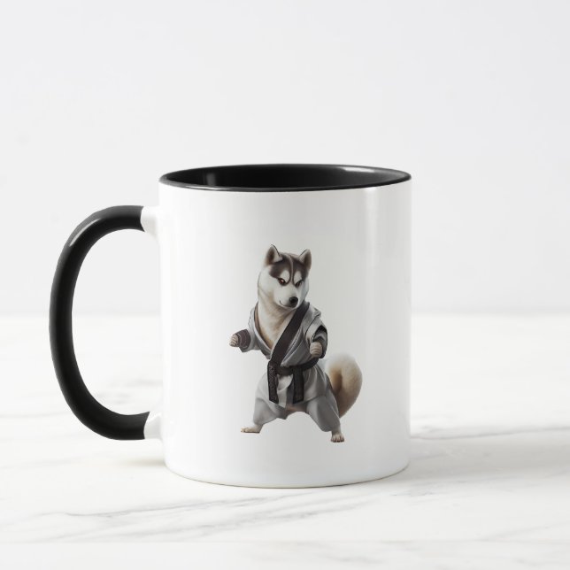 Husky Dog Play Karate, Karate Champion Husky Dog Tasse (Links)