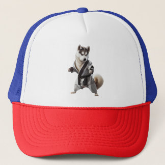 Husky Dog Play Karate, Karate Champion Husky Dog Truckerkappe
