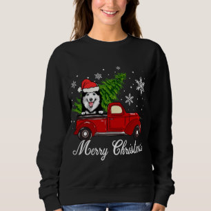 Husky Dog Riding Red Truck Weihnachtsdekorationen  Sweatshirt