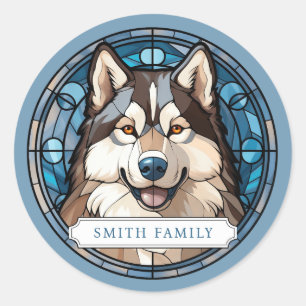 Husky Dog Round Stickers