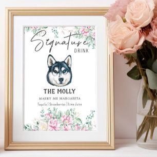 Husky Dog Signature Drink Sign Poster