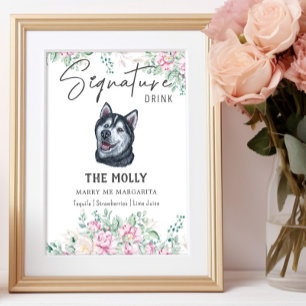 Husky Dog Signature Drink Sign Poster