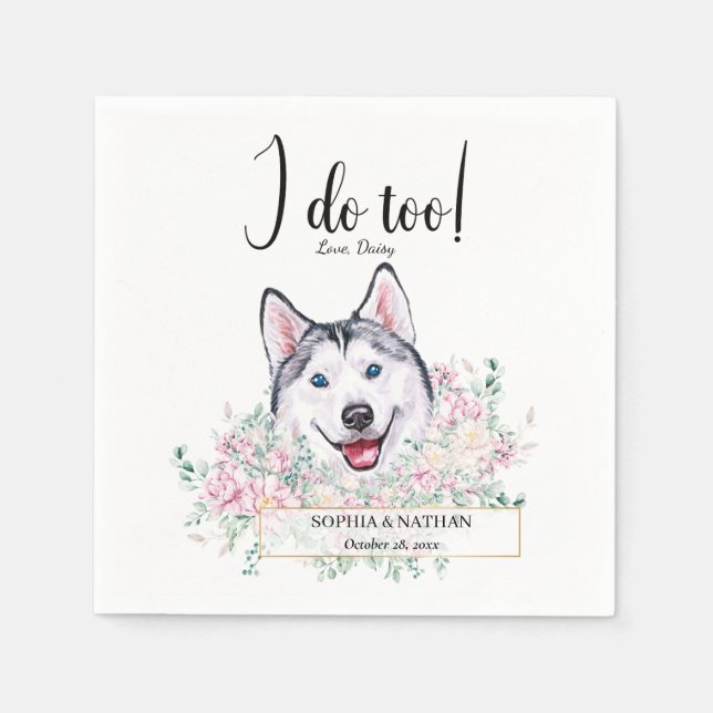 Husky Dog Wedding Cocktail Napkins Serviette (Vorderseite)