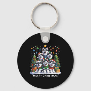 Husky Dog Weihnachtsbaum Frohe Weihnachtsanpassung Schlüsselanhänger