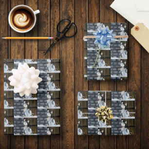 Husky Dog White Dragon Adventure Geschenkpapier Set