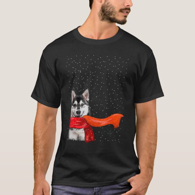 Husky Dog Winter Christmas Sweater Xmas Haustier H T-Shirt (Vorderseite)