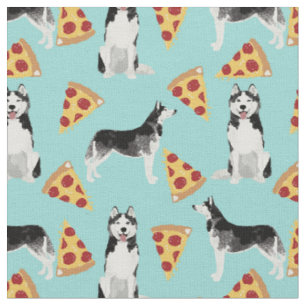 Husky dogs Pizza Liebhaber hellblau Stoff