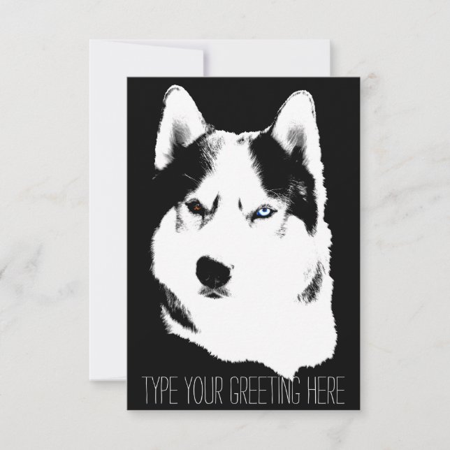 Husky Einladungen Personalisiert Sibirische Husky- (Vorderseite)