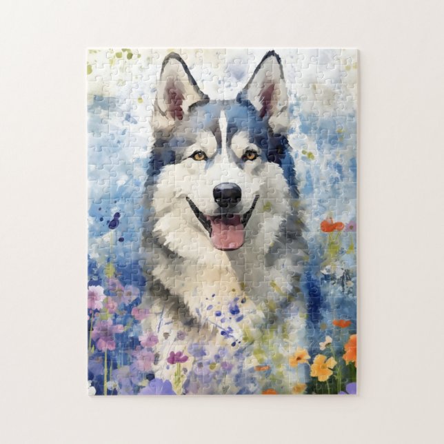 Husky farbige Aquarellbilder (Vertikal)