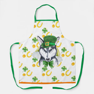 Husky Ferienhaus Dekoration St. Patrick's Day Hund Schürze