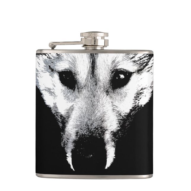 Husky Flask Custom Husky Wolf Pup Drink Flasche Flachmann (Vorderseite)