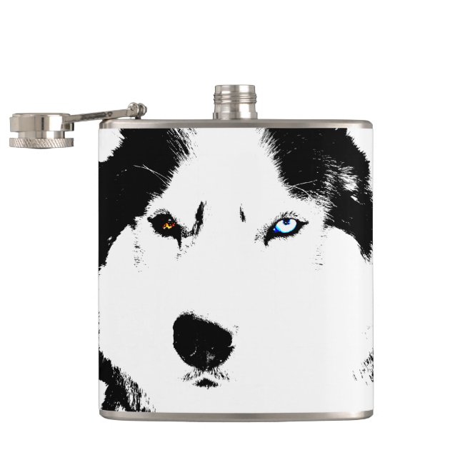 Husky Flask Custom Siberian Husky Drink Flasche Flachmann (Geöffnet)