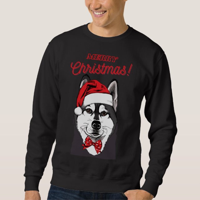 Husky Frohe Weihnachtsstil 3 Sweatshirt (Vorderseite)